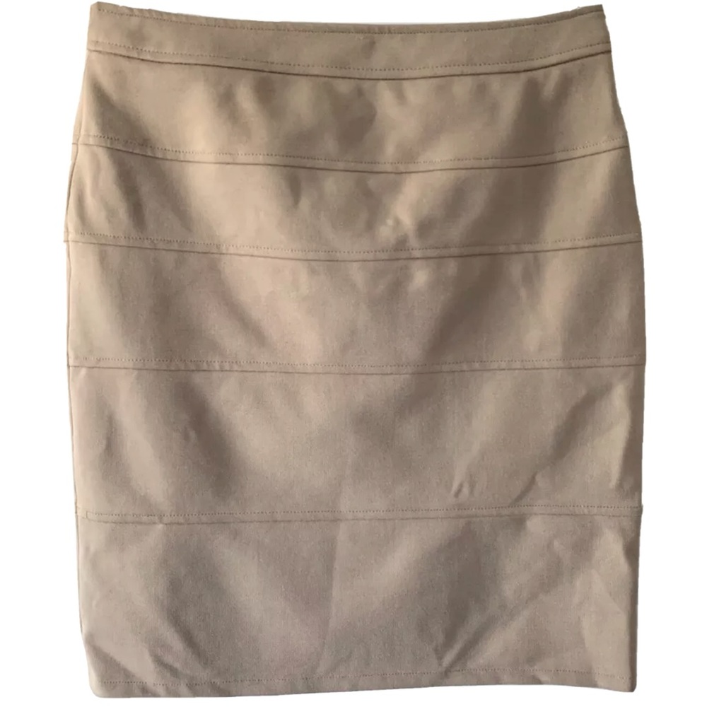 ADRIENNE VITTADINI BEIGE "MOLTEN" GREIGE LAYERED SKIRT $88